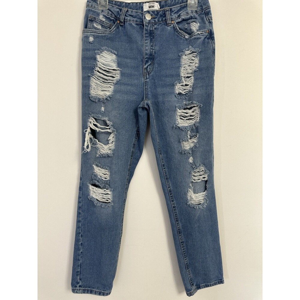 Refuge High Rise Mom Jeans Womens Size 7 Distressed Blue Denim